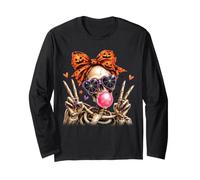 Halloween Scheletro Bubble Gum Zucca Bow Spooky Girl Maglia a Manica