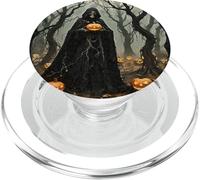 Halloween scheletro indossa mantello nero con cappuccio con lanterna PopSockets PopGrip per MagSafe