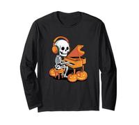 Halloween Scheletro Pianista Pianoforte a Coda Maglia a Manica
