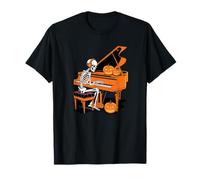 Halloween Scheletro Pianista Pianoforte a Coda Maglietta