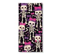 Halloween scheletro porta copertura banner decorativo, carino teschio fiocco modello decorazione porta d'ingresso, interni ed esterni spettrali forniture per vacanze 91 x 182 cm