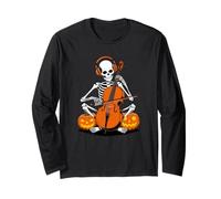 Halloween Scheletro Violoncello Orchestra Violoncellista Maglia a Manica