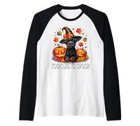 Halloween Schnauzer Is Too Cute To Spook Spooky Pumpkin Face Maglia con Maniche Raglan