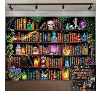 Halloween Scienziato Laboratorio Sfondo Strega Libreria Magia Veleno Farmecario Teschio Fotografia Sfondo Bambini Adulti Halloween Mago Tema Casa Biblioteca Decorazioni per Feste Forniture Banner