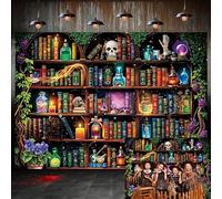 Halloween Scienziato Laboratorio Sfondo Strega Libreria Magia Veleno Farmecario Teschio Fotografia Sfondo Bambini Adulti Halloween Mago Tema Casa Biblioteca Decorazioni per Feste Forniture (2,3 x 1,8