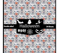 Halloween Scrapbook Paper: Double sided Halloween print craft paper for scrapbooking and DIY crafts projects, one design Pumpkin Spider Web Ghost Bat Patterned Sheets