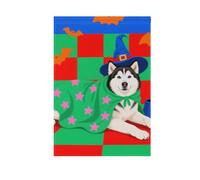 Halloween Siberian Husky Cane Verde Rosso Giardino Bandiere banner all'aperto per la decorazione esterna 28x40 double sided