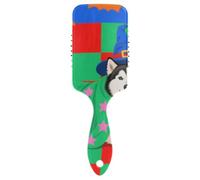 Halloween Siberian Husky Dog Green Red delicato spazzola per capelli bagnati Progettato massaggio del cuoio capelluto per capelli ricci con manico ergonomico cepillo para cabello