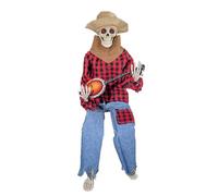 Halloween Skeleton Decor - Cowboy Skeleton Figurine | Banjo Playing Prop, Indoor Fall Ornament, Spooky Cowboy Statue, Resin Decor With Display, Themed Scene For Party Table Or Autumn Shelf Setup