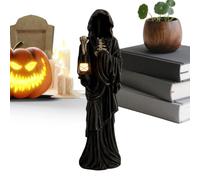 Halloween Skeleton Decor, Spooky Resin Statue With Lantern, Skeleton Ghost Desk Ornament, Gothic Halloween Table Decoration For Home Holiday Party Indoor Desk Shelf Bookshelf Mantel Dining Table Use
