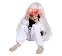 Halloween Skeleton Decorations - Long Hair Sound Activated Crying with