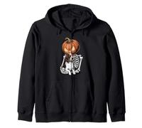 Halloween Skeleton English Springer Spaniel Felpa con Cappuccio