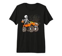 Halloween Skeleton Equitazione Monster Truck Maglietta Premium