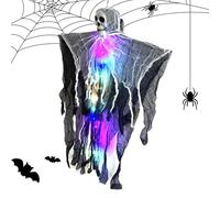 Halloween Skeleton, Flying Ghost Decoration, Lighted Floating Prop with Fog Effect, Spooky Hanging Ornament for Garden, Courtyard, Yard, Masquerade Balls, Classrooms, 31.5x24.02 inches