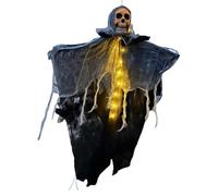 Halloween Skeleton Flying Ghost, Lighted Floating Ornament with Fog Effect, Adorable Hanging Halloween Decoration for Garden Yard Courtyard Wall Classroom Carnival, 31.5x24.02 inches