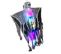 Halloween Skeleton Flying Ghost, Lighted Hanging Prop Fog Effect, Spooky Floating Ornament, Animated Scary Decor Lights and Smokes, for Yard, Garden, Courtyard, Classroom, Carnival, 80x61cm Multicolor