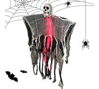 Halloween Skeleton Ghost, Light-Up Floating Prop w/Fog, Hanging Spooky Ornament Decor, Animated Flying Figure with Glow Effects, Ideal for Garden Yard Wall Courtyard Carnival Classroom Party Display
