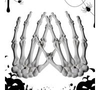 Halloween Skeleton Hands, Realistic Horror Skeleton Arms Decoration, Hangable Scary Ornament for Porch, Windowsill, Desk, Mantel, Indoor Outdoor Decor, 15.5x10x2cm Bronze White Black Noctilucent