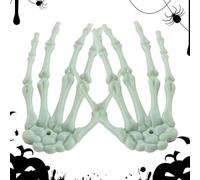 Halloween Skeleton Hands, Realistic Horror Skeleton Arms Decoration, Hangable Scary Ornament for Porch, Windowsill, Desk, Mantel, Indoor Outdoor Decor, 15.5x10x2cm Bronze White Black Noctilucent