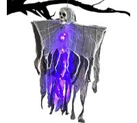 Halloween Skeleton - Haunted House Flying Ghost | Skull Skeleton Decor with Fog Light | Floating Halloween Prop for Yard Courtyards Garden Masquerade Balls Wall Carnivals Classrooms