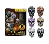 Halloween Skeleton Head Tree Decor, Realistic Spooky Mini Skulls Heads | 6 Pcs Horror For Halloween Party Christmas Tree Bar Home