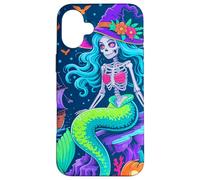 Halloween Skeleton Mermaid With Witch Hat Enchantment Custodia per iPhone 16 Plus