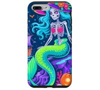 Halloween Skeleton Mermaid With Witch Hat Enchantment Custodia per iPhone 7 Plus/8 Plus