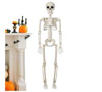 Halloween Skeletons, Full Body Poseable Jointed Skeleton Figurines, Spooky Skull Ornament Props for Haunted House Yard Tabletop Graveyard Party Indoor Outdoor Decor 15.75x3.94x1.38 Inches