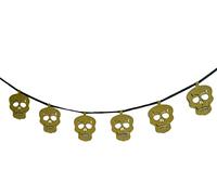 Halloween Skull Banner Decorazioni Chic Brillante Glitter Oro Nero Reversibile Rock & Roll Spooky Witchy Festa di Compleanno Giorno dei Morti Dia de los Muertos - NO MESS Just FUN!