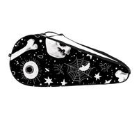 Halloween Skull Bone Eyeballs Black and White Pattern Tennis Racchetta Bag Leggero Racchetta Borsa per il trasporto per giovani e adulti