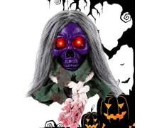Halloween Skull Decoration 24cm Sound Activated Walking Prop With Eyes | Eerie Moving Skull With Glowing Red Eyes And Spooky Sound Effects. Perfect For Haunted Houses And Yard Displays.