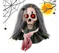 Halloween Skull Decoration 24cm Sound Activated Walking Prop With Eyes | Eerie Moving Skull With Glowing Red Eyes And Spooky Sound Effects. Perfect For Haunted Houses And Yard Displays.