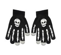 Halloween Skull Gloves Stretch Knit Warm Riding Running Hand Gloves