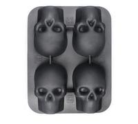 Halloween Skull Ice Mold, 4 Cavity Silicone Ice Tray 3D Skull Mold | Silicone Freezer Tray Kitchen Gadget Skeleton Head Maker Mold for Drinks Whiskey Tea Coffee Home Entertaining Outdoor Camping