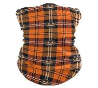 Halloween Skull On Orange Plaid 26X30Cm Multiuso Passamontagna Elastico Sciarpa al Collo per Yoga Escursionismo Arrampicata