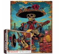 Halloween Skull Play Guitar Jigsaw Puzzle 1000 pezzi per adulti uomini scheletrico Day of The Dead Art Puzzles Sfidante per la famiglia o gli amici gioco perfetto per le notti di gioco in famiglia