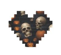 Halloween Skull Print Building Mattone Block Puzzle a forma di cuore Puzzle di mattoni 3D Puzzle FAI DA TE Home Decor