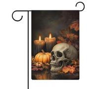 Halloween Skull Pumpkin Candles Garden Flag House Yard Outdoor Flag Seasonal Holiday Juta Double Sided Flag 30,5 x 45,7 cm