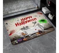 Halloween Skull Skeleton Funny Cool Fall Pumpkin Spooky Cat Spider Web Gothic Day Of The Dead Zerbino Ingresso Morbido Zerbino Asciugapassi Assorbente Tappeto Entrata Per Cucina Esterno 40X60Cm
