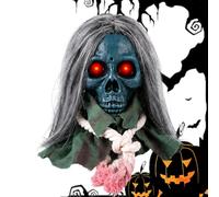 Halloween Skull - Sound Activated Animated Prop with Glowing Eyes