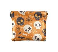 Halloween Skull Spider Web Borsa in pelle da donna portamonete portatile per carte di credito organizer per chiavi per donna ragazza
