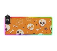 Halloween Skull Spider Web Wirel ricarica incandescente Gaming Mouse Pads Big Writing 89,9 x 40,6 cm Piccolo tappetino da scrivania per tastiera e mouse