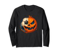 Halloween Soccer Pumpkin Spooky Creepy Football Player Maglia a Manica