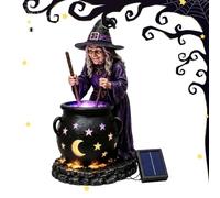 Halloween Solar Lights - Witch Cauldron Statue, Outdoor Garden Decor