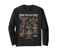 Halloween Sostieni i Tuoi Mostri criptidici Locali Maglia a Manica