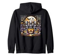 Halloween Spettrale Scheletri Teschi Zucca Jack o Lanterna Felpa con Cappuccio