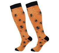 Halloween Spider Orange Calze Contenitive Elastiche Calzini Alti Sportive Calze Compressione Per Lavoro Atletica Trekking 50Cm