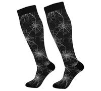 Halloween Spider Web Calze A Compressione Elastiche Calzini Alti Volo Calze Antitrombo Per Trekking Giri In Bici Supporto 50Cm