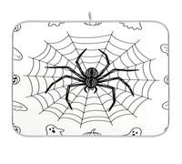 Halloween Spider Web Star Nero Bianco asciugatura piatto mat cucina tappetino contatore scolapiatti pad resistente al calore mar grande piatto mat asciugatura 18 x 24