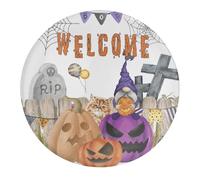 Halloween Spooky Boo Fall Welcome Glass Frigorifero Magneti 4 PZ Spettrale Teschio Ragno Gatto Locker Magneti Piccolo Cucina Frigorifero Magneti Decorazione Madre/Festa del Papà